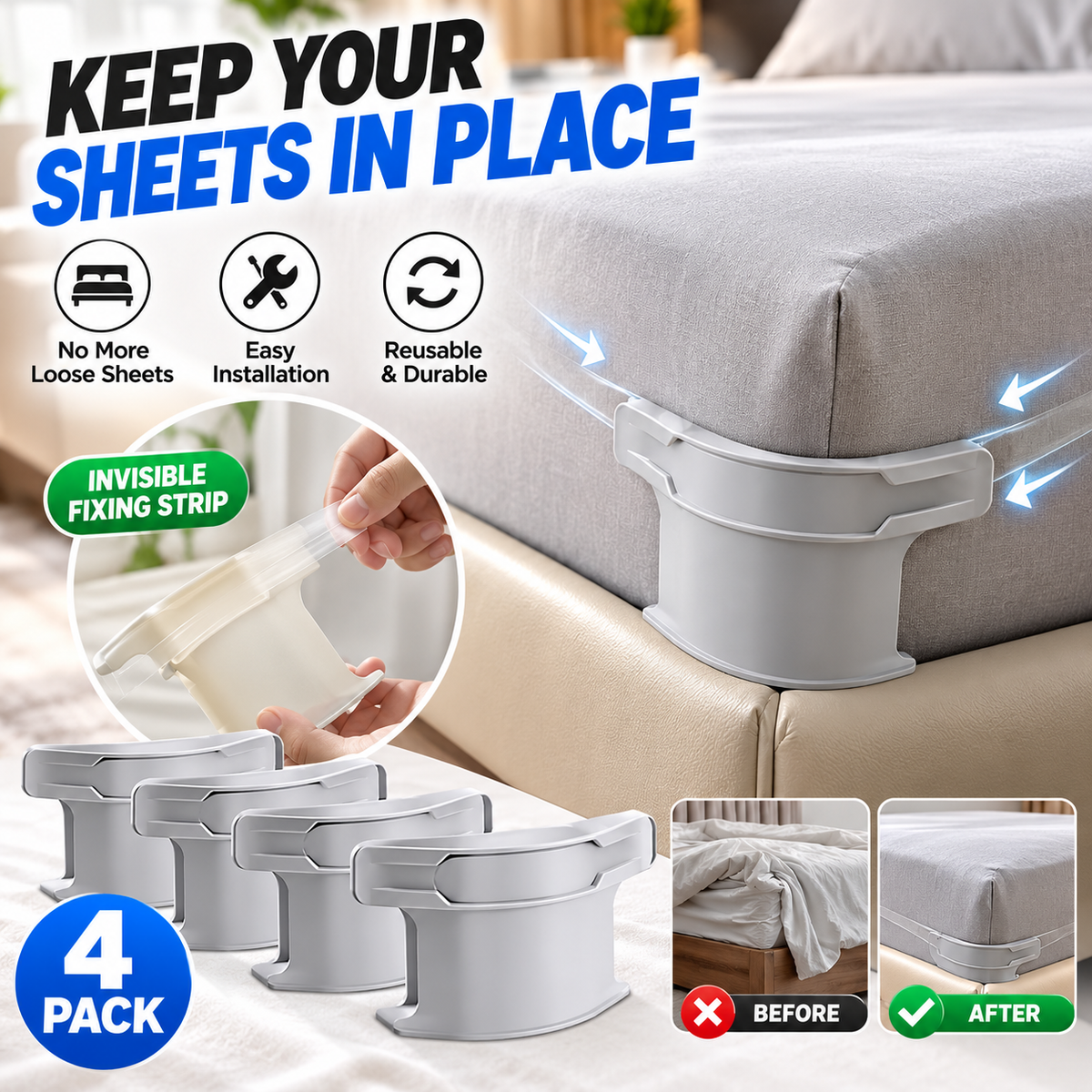 Heavy Duty Bed Sheet Clips – Keep Your Sheets Tight All Night