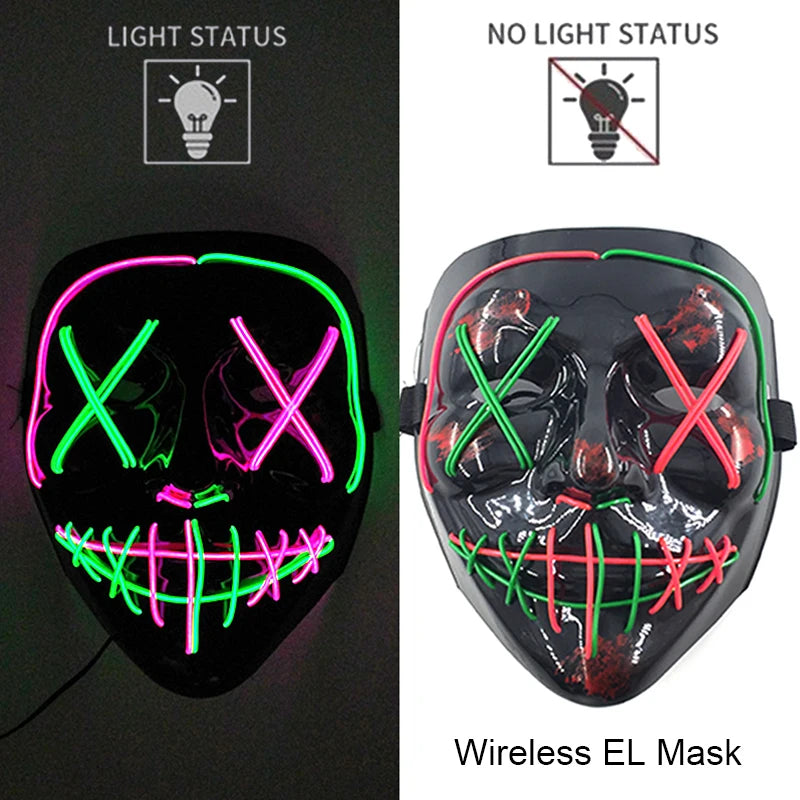 style 2 Color LED Purge Style Halloween Mask – Light Up Party Cosplay