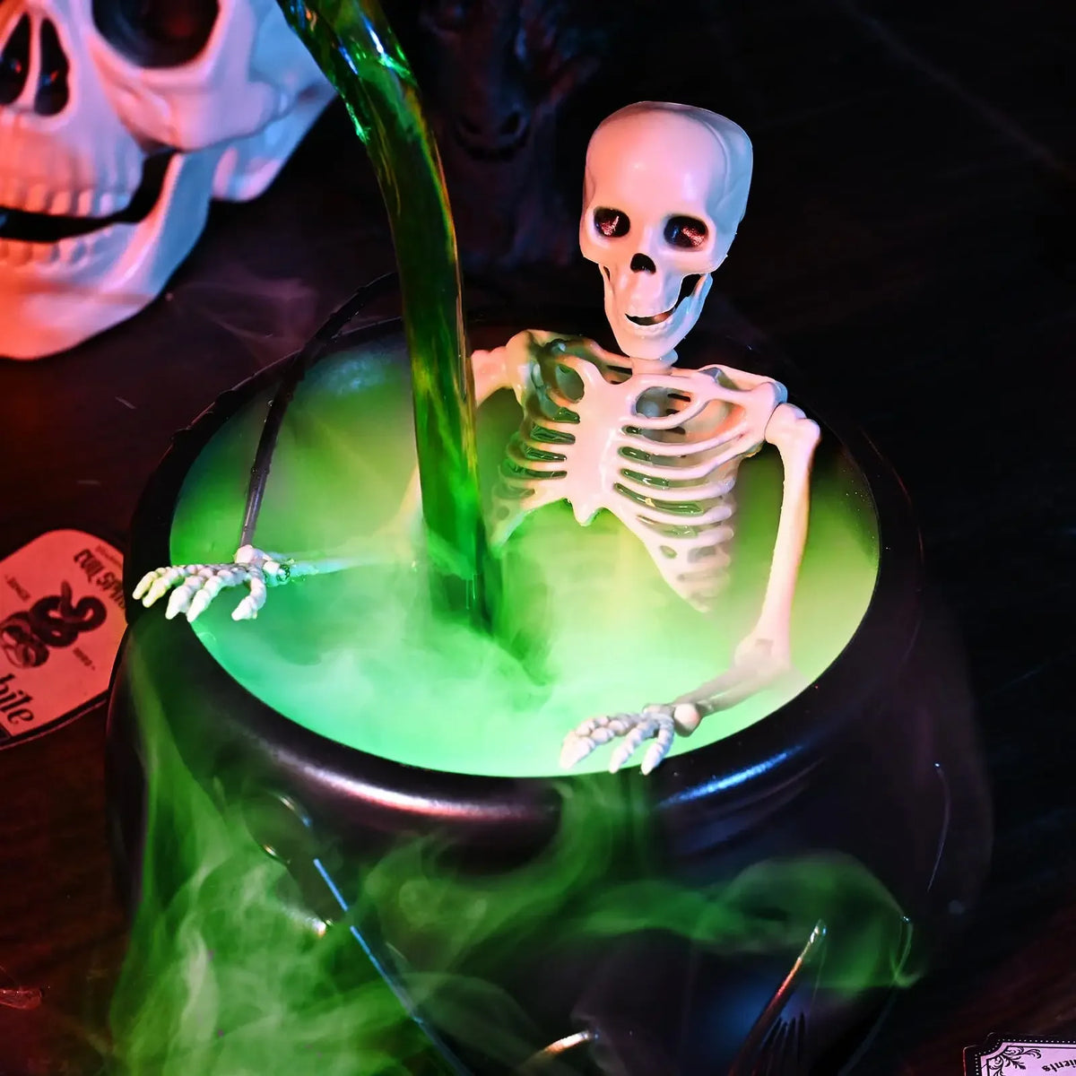 Halloween Witch Cauldron With Floating Potion Fog Effect