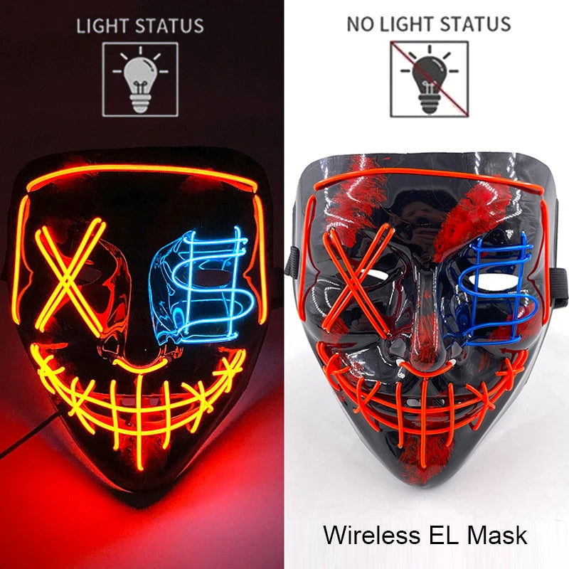 style 28 Color LED Purge Style Halloween Mask – Light Up Party Cosplay