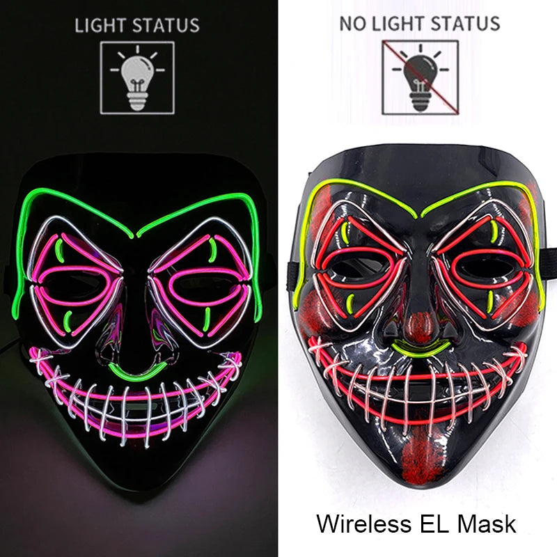 style 12 Color LED Purge Style Halloween Mask – Light Up Party Cosplay