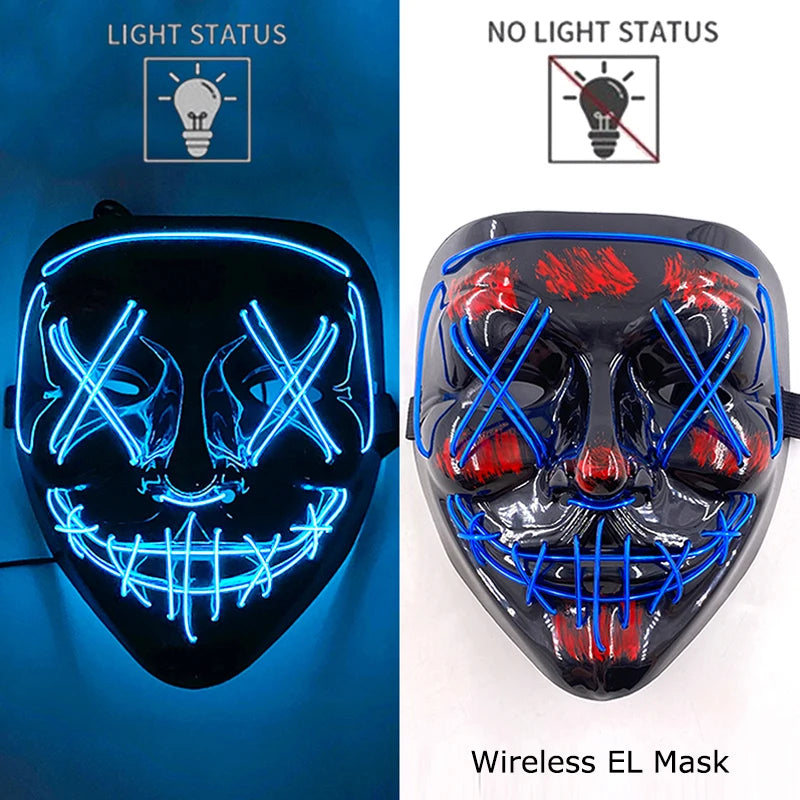 blue Color LED Purge Style Halloween Mask – Light Up Party Cosplay