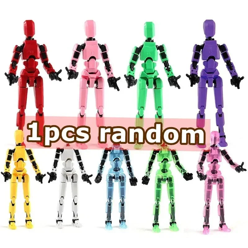 1pc random A Color Poseable 13-Joint Robot Action Figure With Dog Companion