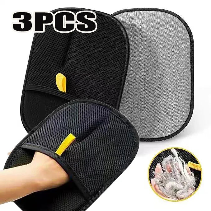 Basics 3pcs Color Double-Sided Pet Grooming Glove – Hair Removal & Massage