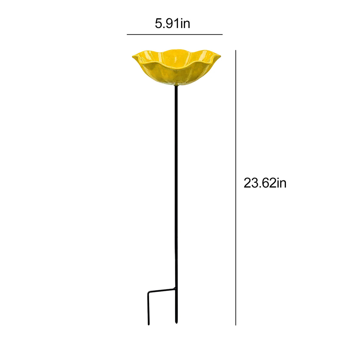 F Color Metal Flower Bird Bath Stake – Pollinator Water Feeder