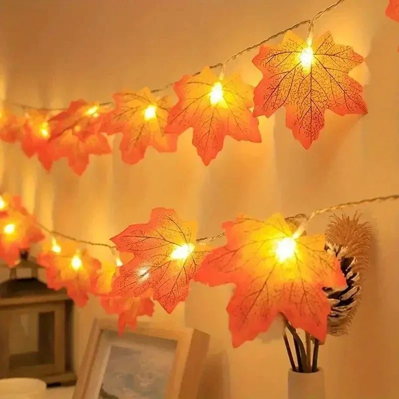 Maple Leaf LED String Lights – Battery or USB, Waterproof