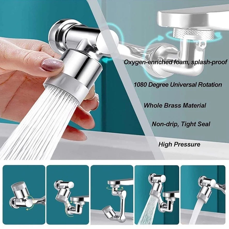 Rotating Faucet Extender Aerator – 1080° Swivel, 2 Spray Modes