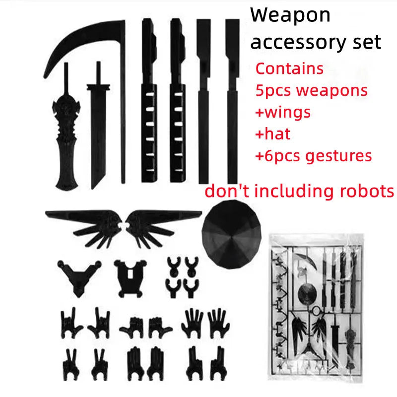 1pc weapon set Color Poseable 13-Joint Robot Action Figure With Dog Companion
