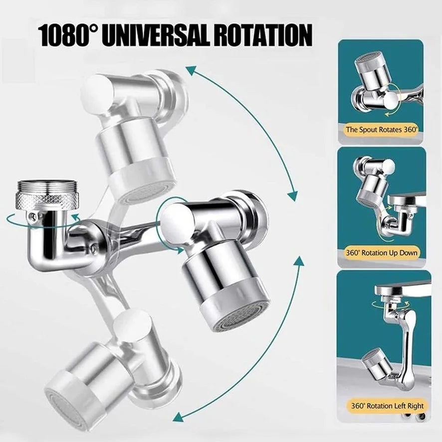 Rotating Faucet Extender Aerator – 1080° Swivel, 2 Spray Modes
