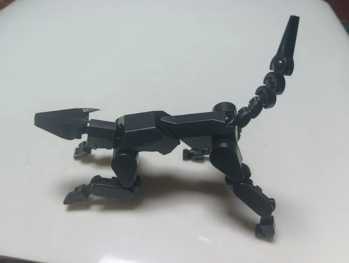 black dog Color Poseable 13-Joint Robot Action Figure With Dog Companion