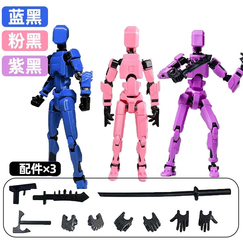 3pcs-01 Color Poseable 13-Joint Robot Action Figure With Dog Companion