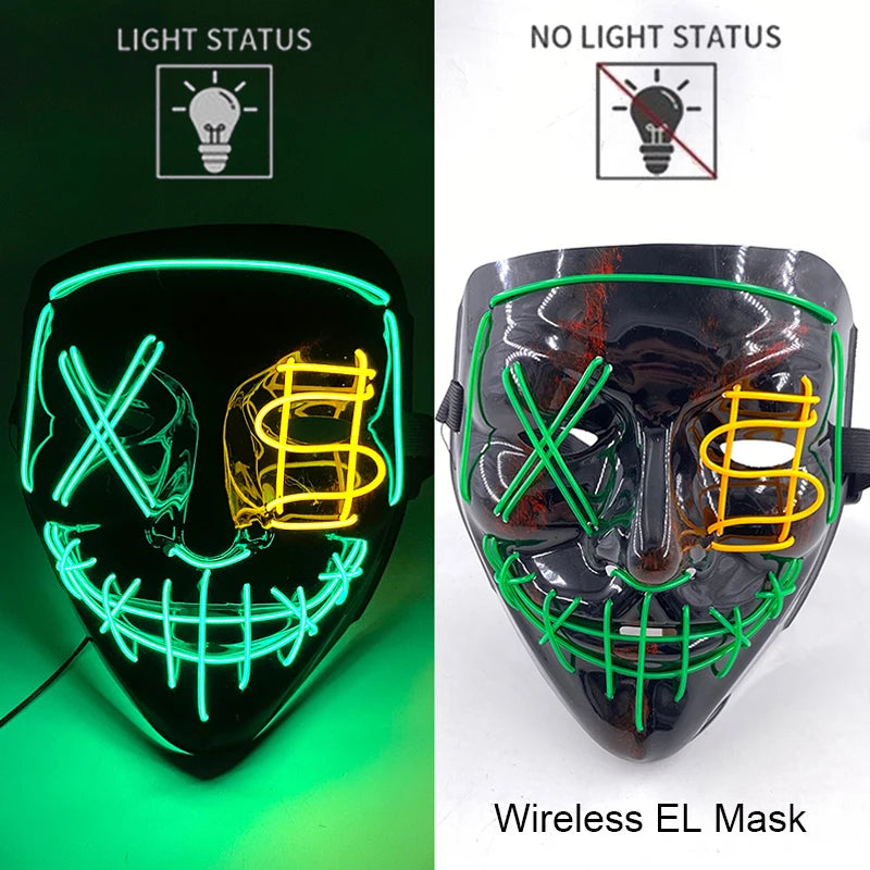 style 27 Color LED Purge Style Halloween Mask – Light Up Party Cosplay