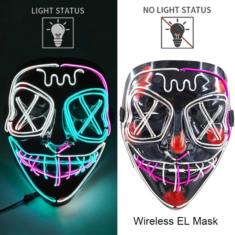 style 18 Color LED Purge Style Halloween Mask – Light Up Party Cosplay