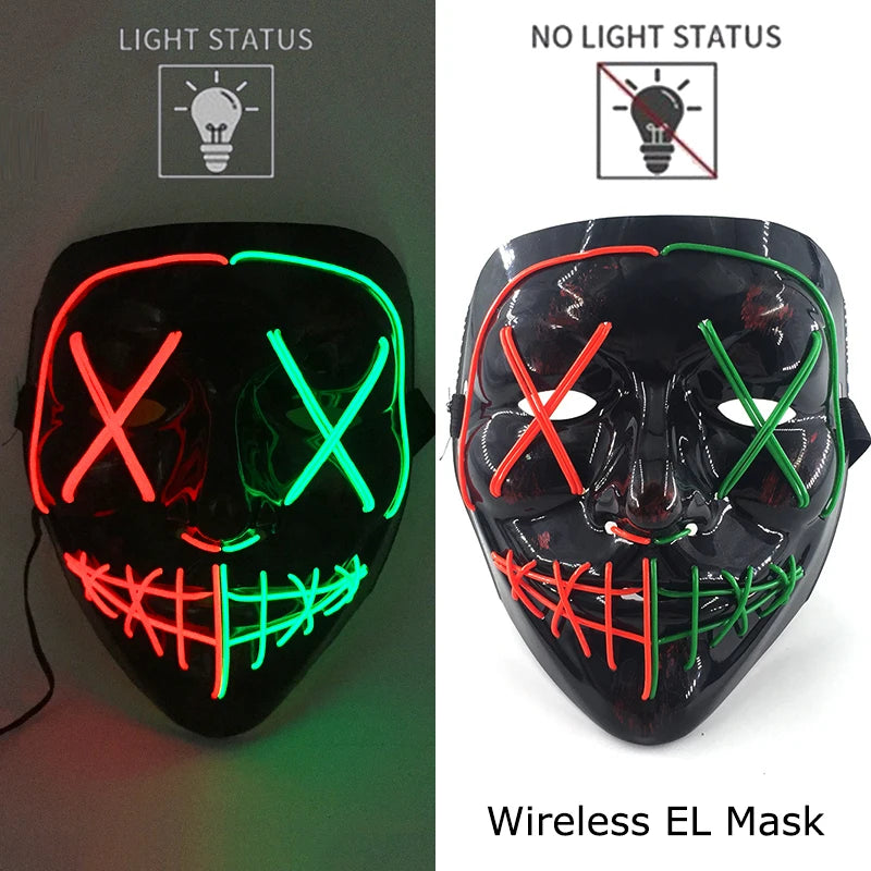 style 4 Color LED Purge Style Halloween Mask – Light Up Party Cosplay