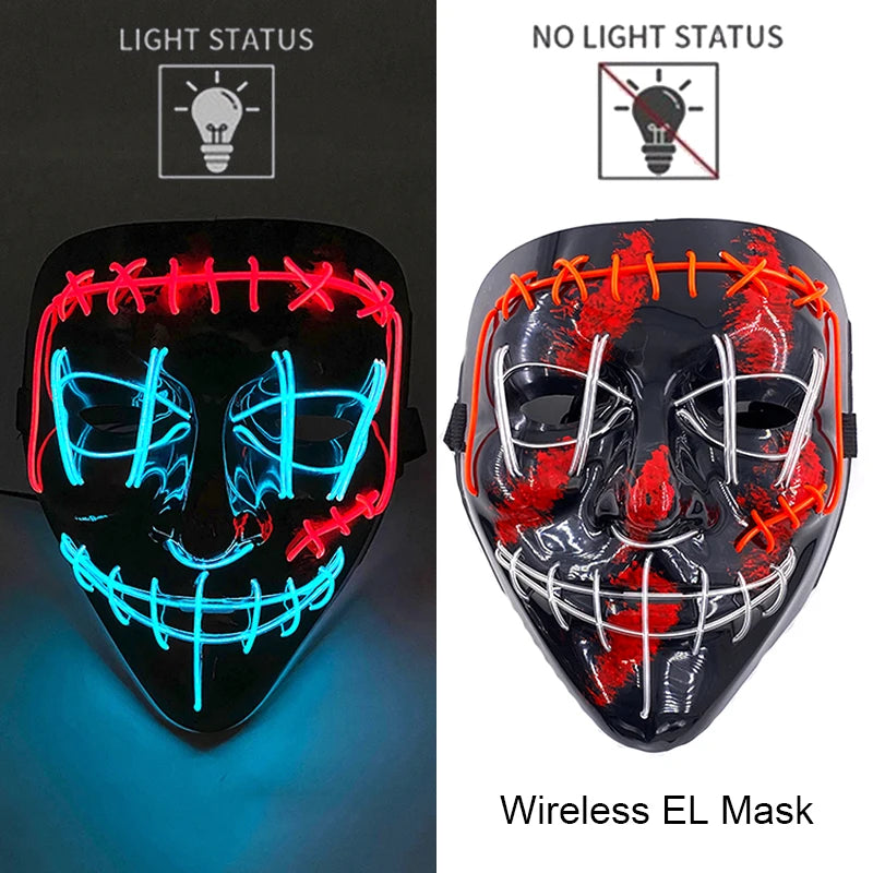 style 14 Color LED Purge Style Halloween Mask – Light Up Party Cosplay