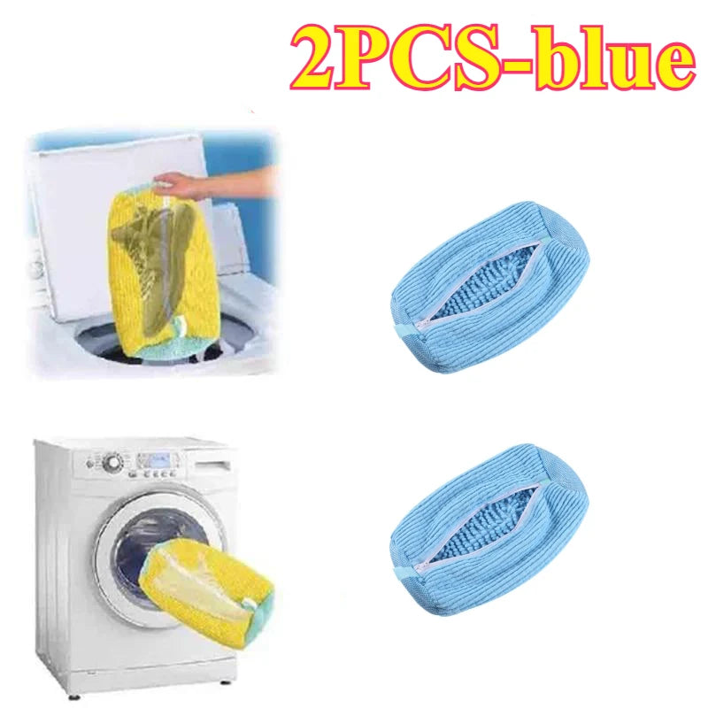 2PCS-blue Color Shoe Laundry Bag for Washing Machines – Protective Mesh Design