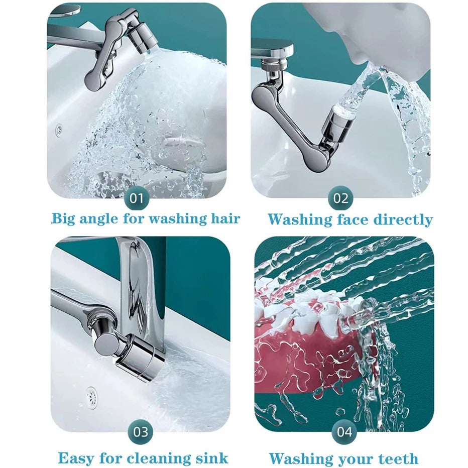 Rotating Faucet Extender Aerator – 1080° Swivel, 2 Spray Modes