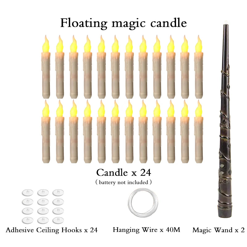 Yellow-24pcs Color Halloween LED Floating Candles With Remote Control