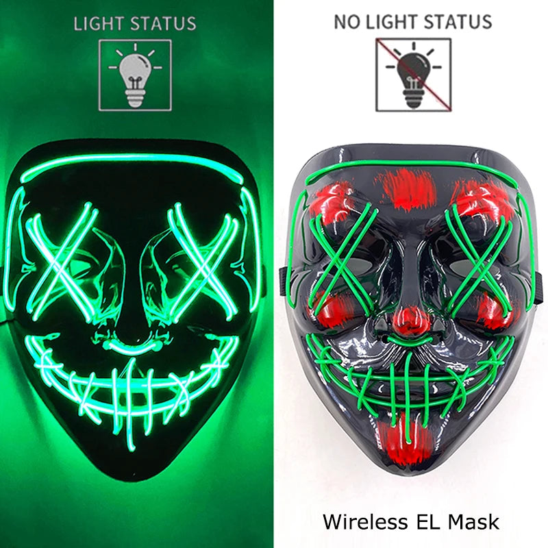 green Color LED Purge Style Halloween Mask – Light Up Party Cosplay