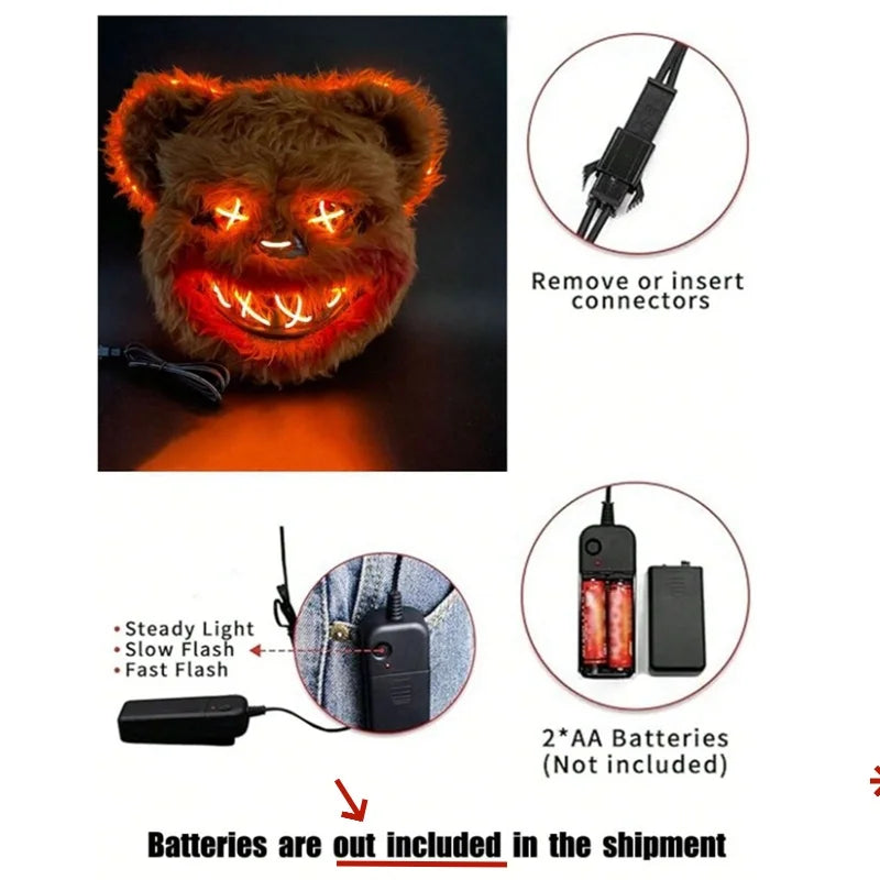 LED Halloween Animal Mask Full Head Cover Cosplay