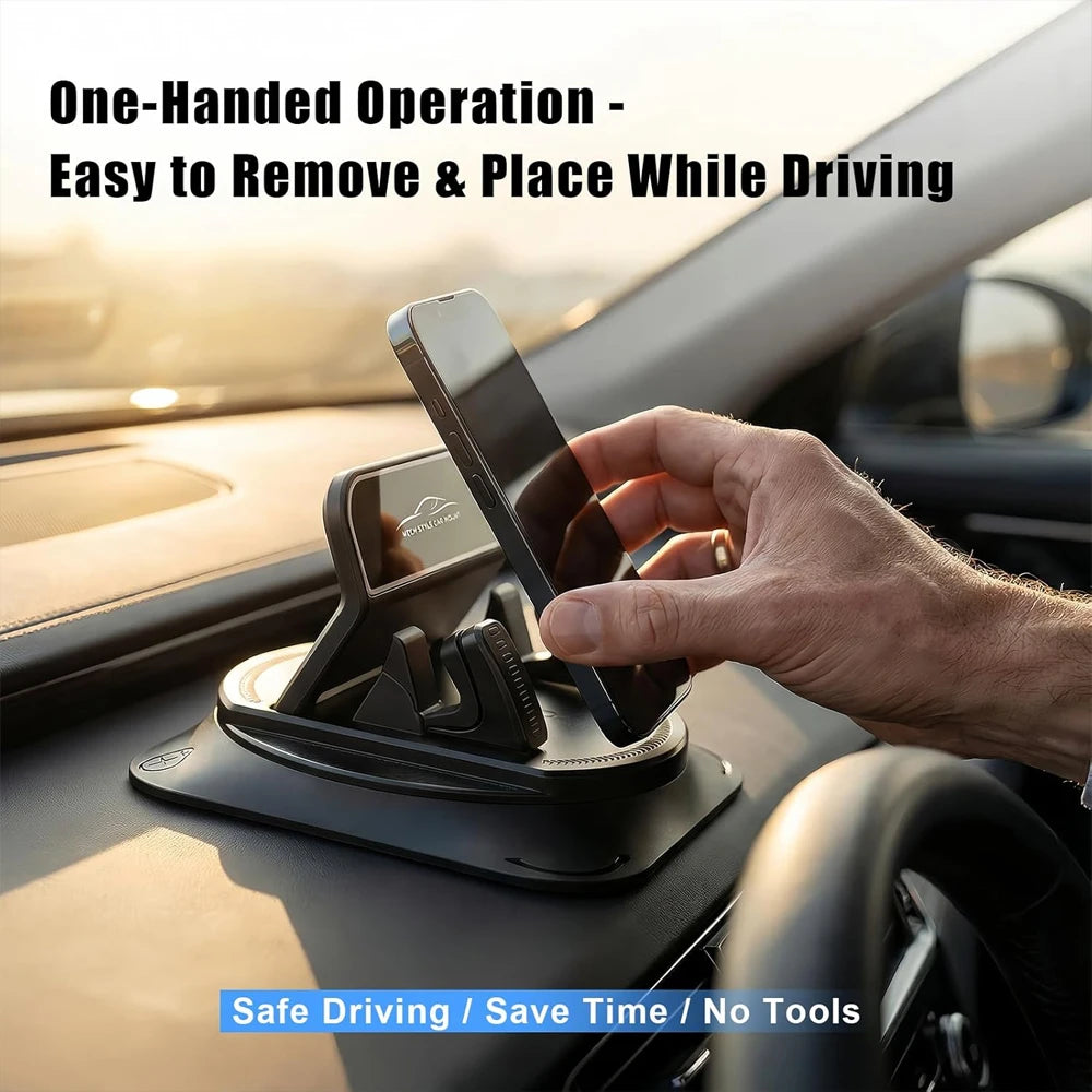 Dashboard Car Phone Holder – 360° Rotating One-Hand Mount