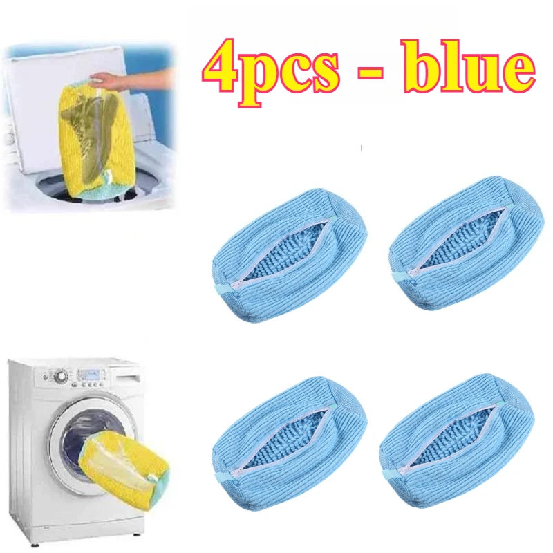 4PCS-blue Color Shoe Laundry Bag for Washing Machines – Protective Mesh Design
