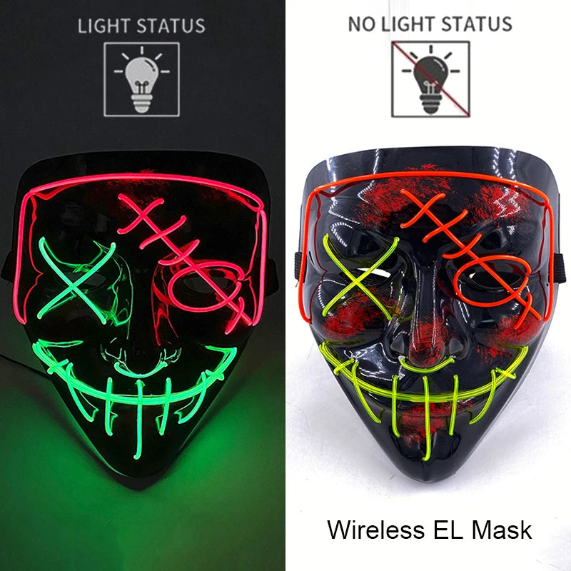 style 10 Color LED Purge Style Halloween Mask – Light Up Party Cosplay