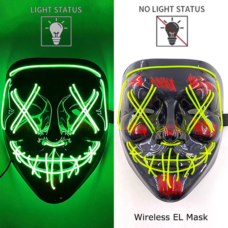 lemon green Color LED Purge Style Halloween Mask – Light Up Party Cosplay