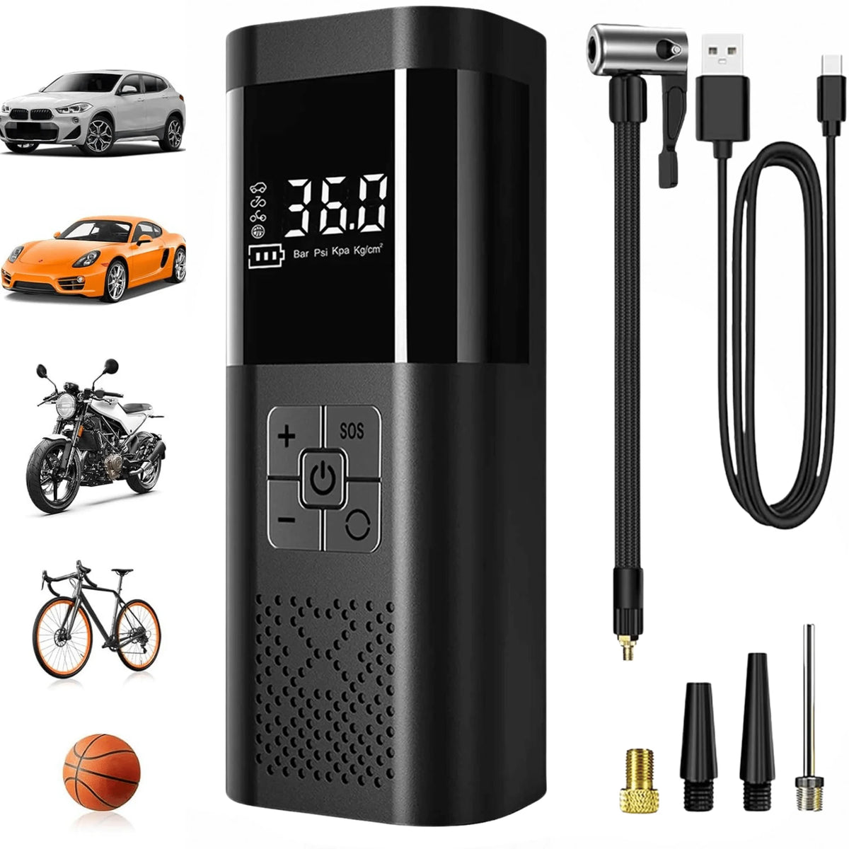Cordless Car Tire Inflator Pump 150PSI With Digital Gauge