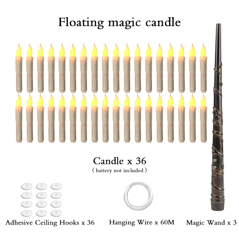 Yellow-36pcs Color Halloween LED Floating Candles With Remote Control