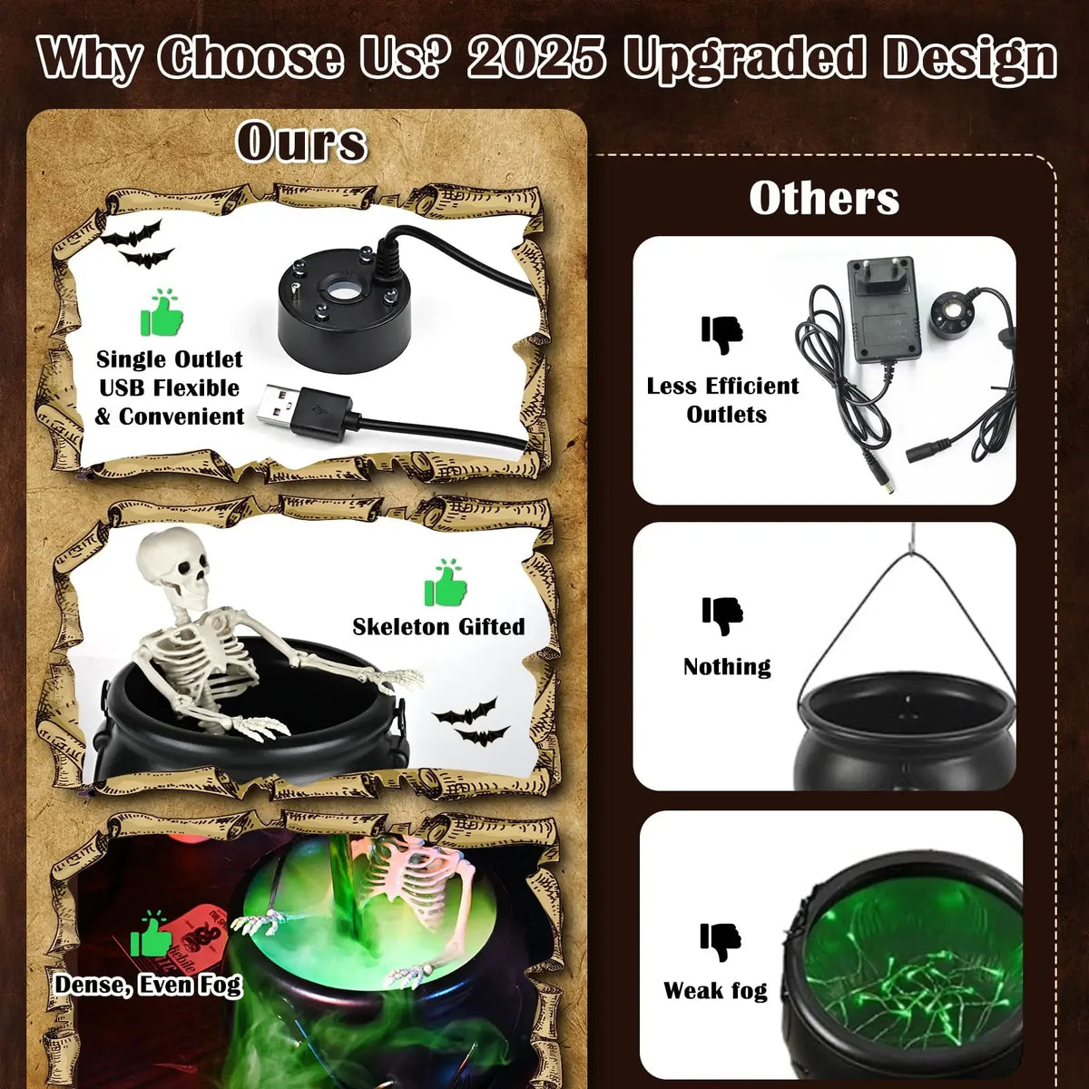 Halloween Witch Cauldron With Floating Potion Fog Effect