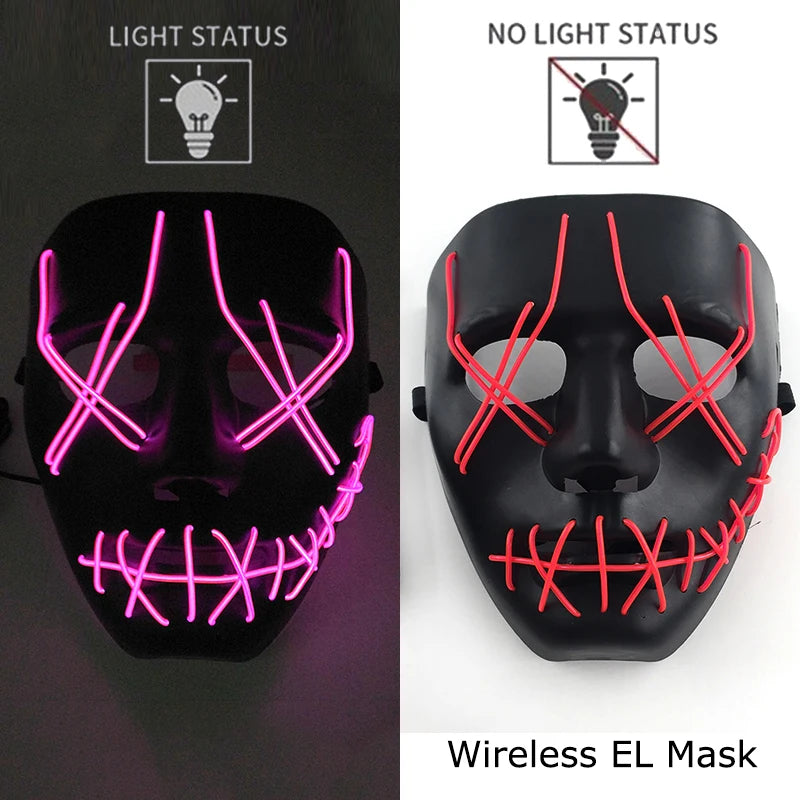 style 7 Color LED Purge Style Halloween Mask – Light Up Party Cosplay