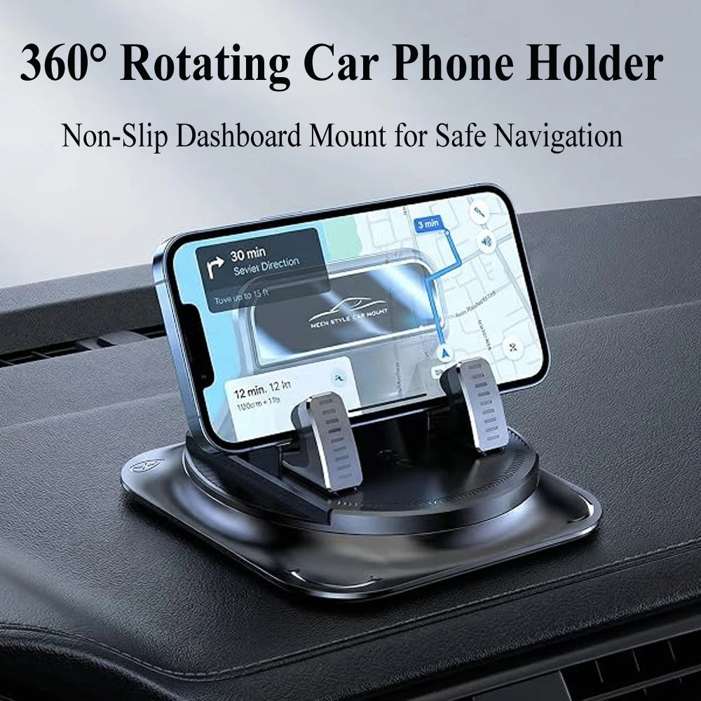 Dashboard Car Phone Holder – 360° Rotating One-Hand Mount