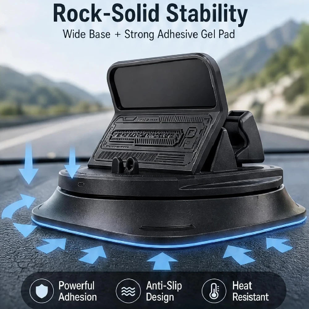 Dashboard Car Phone Holder – 360° Rotating One-Hand Mount
