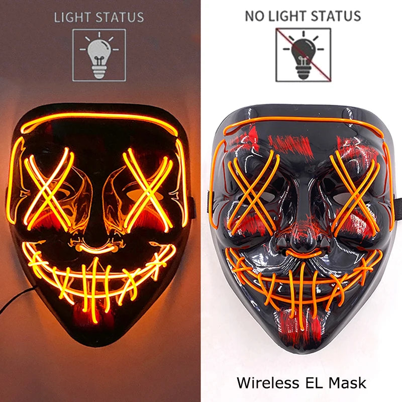 orange Color LED Purge Style Halloween Mask – Light Up Party Cosplay