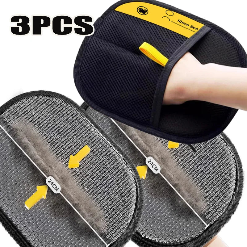 NEW 3pcs Color Double-Sided Pet Grooming Glove – Hair Removal & Massage