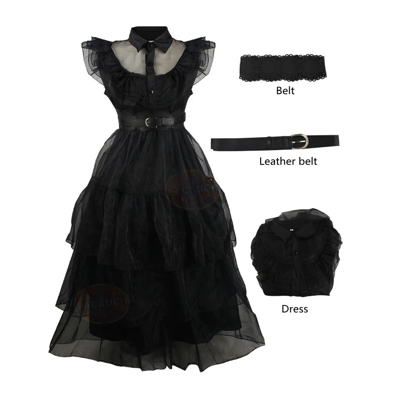 Only dresses Color Gothic Black Wednesday Style Cosplay Dress Costume