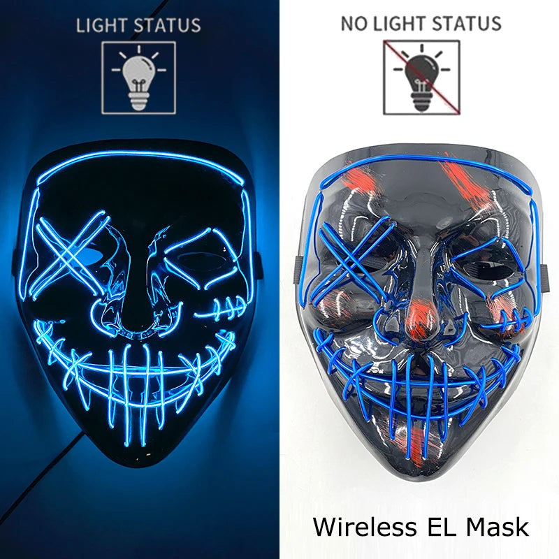 style 21 Color LED Purge Style Halloween Mask – Light Up Party Cosplay