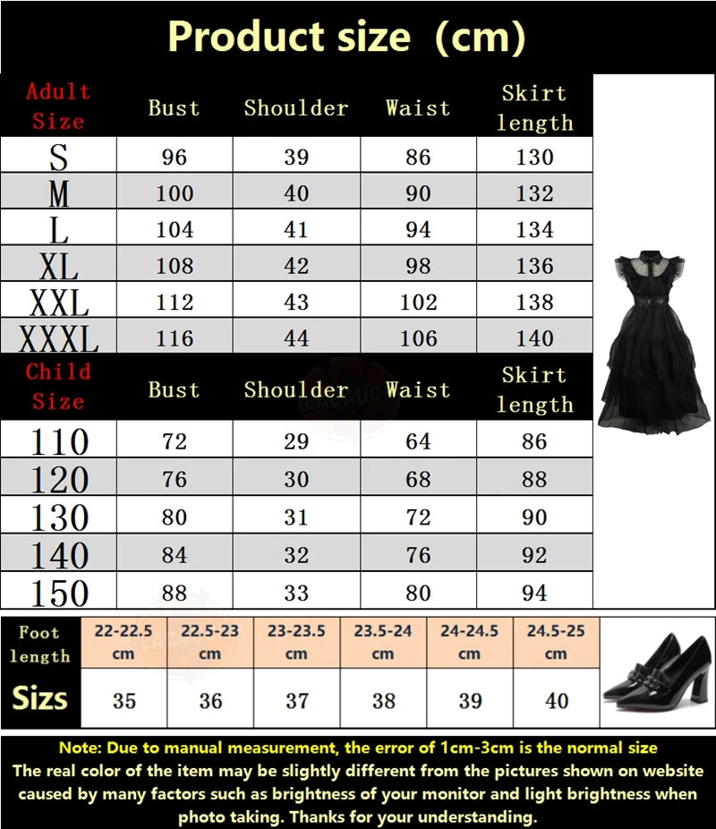 Gothic Black Wednesday Style Cosplay Dress Costume