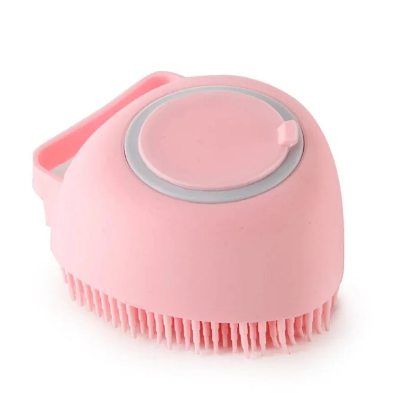 Pink B Color Silicone Pet Bath Grooming Glove Brush – Gentle Massage