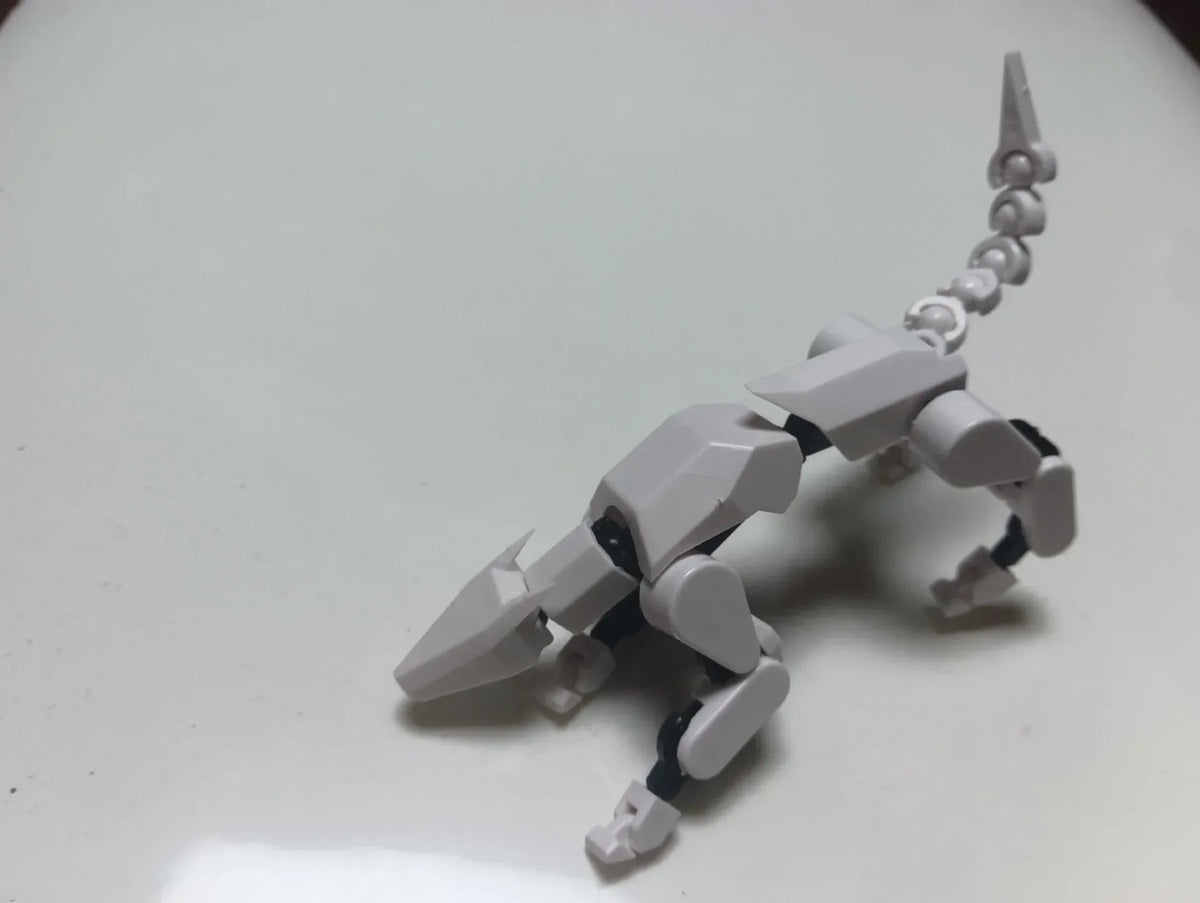 white dog Color Poseable 13-Joint Robot Action Figure With Dog Companion