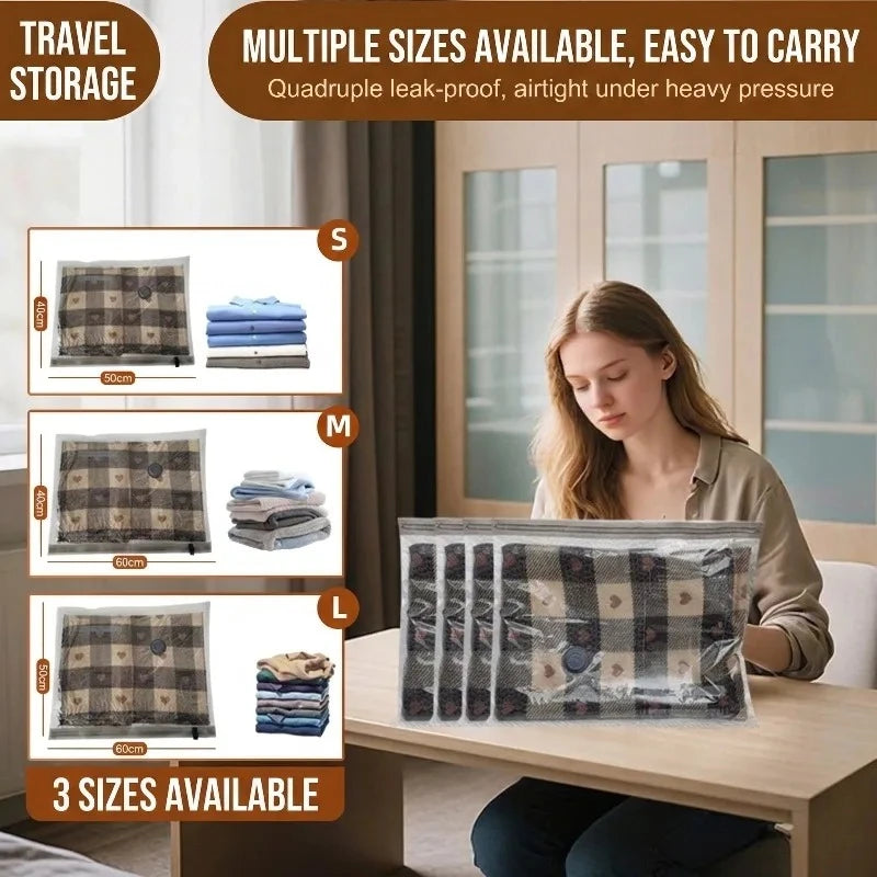 Travel Vacuum Storage Bag Set With Cordless Air Pump