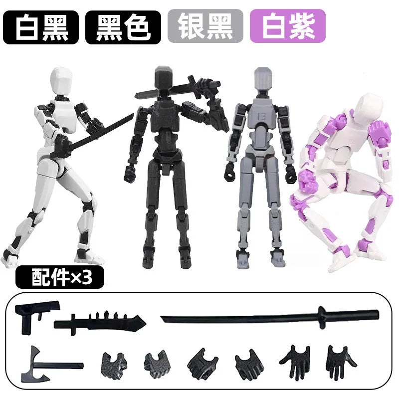 4pcs02 Color Poseable 13-Joint Robot Action Figure With Dog Companion