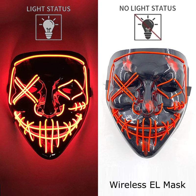 style 25 Color LED Purge Style Halloween Mask – Light Up Party Cosplay