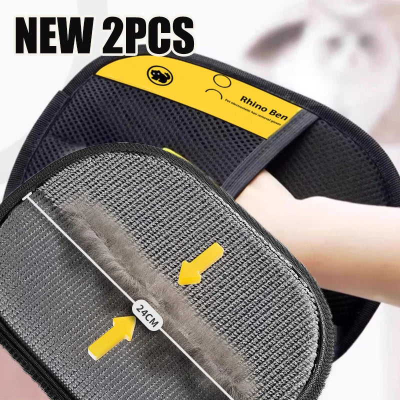 NEW 2pcs Color Double-Sided Pet Grooming Glove – Hair Removal & Massage