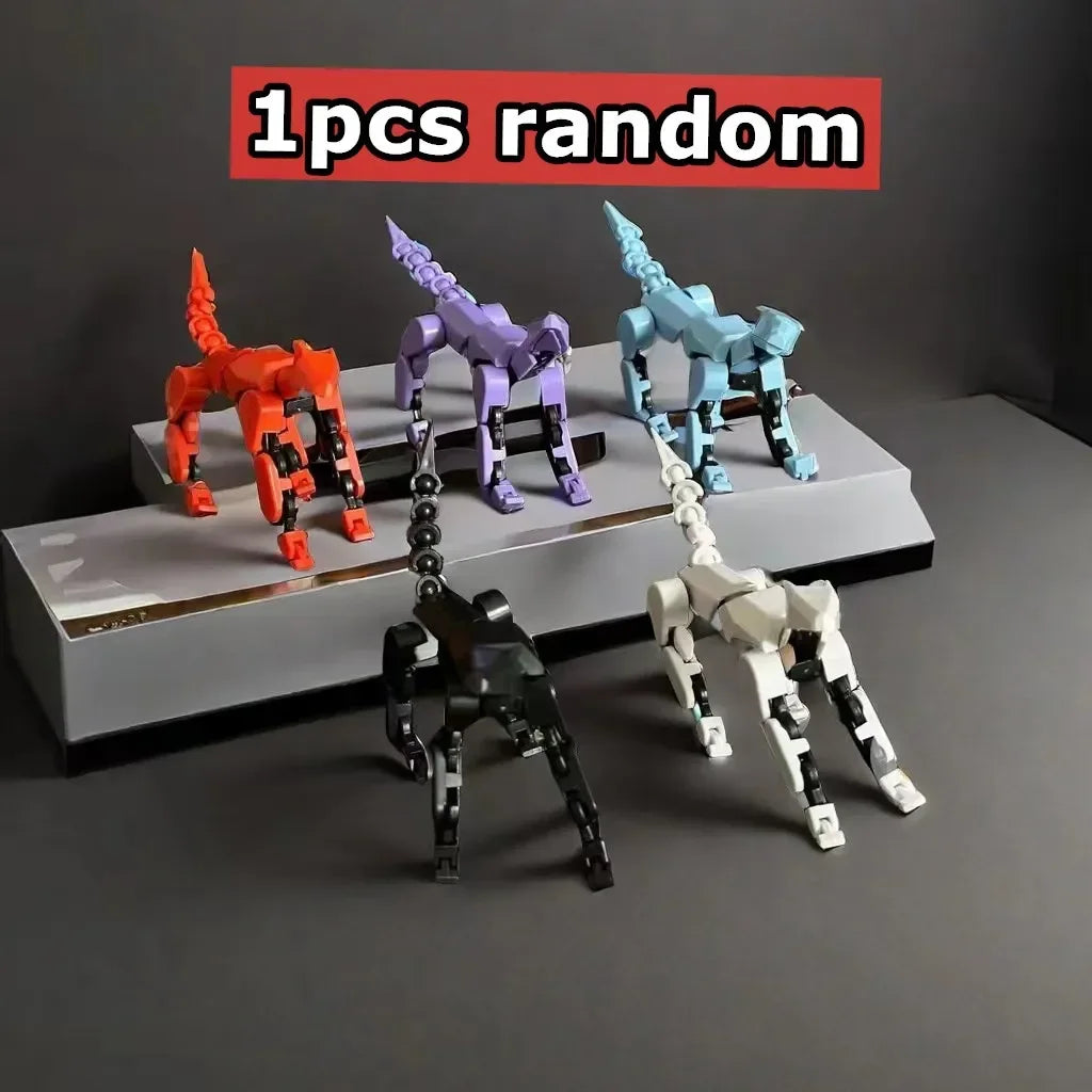 1pc random B Color Poseable 13-Joint Robot Action Figure With Dog Companion