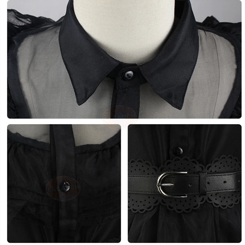 Gothic Black Wednesday Style Cosplay Dress Costume