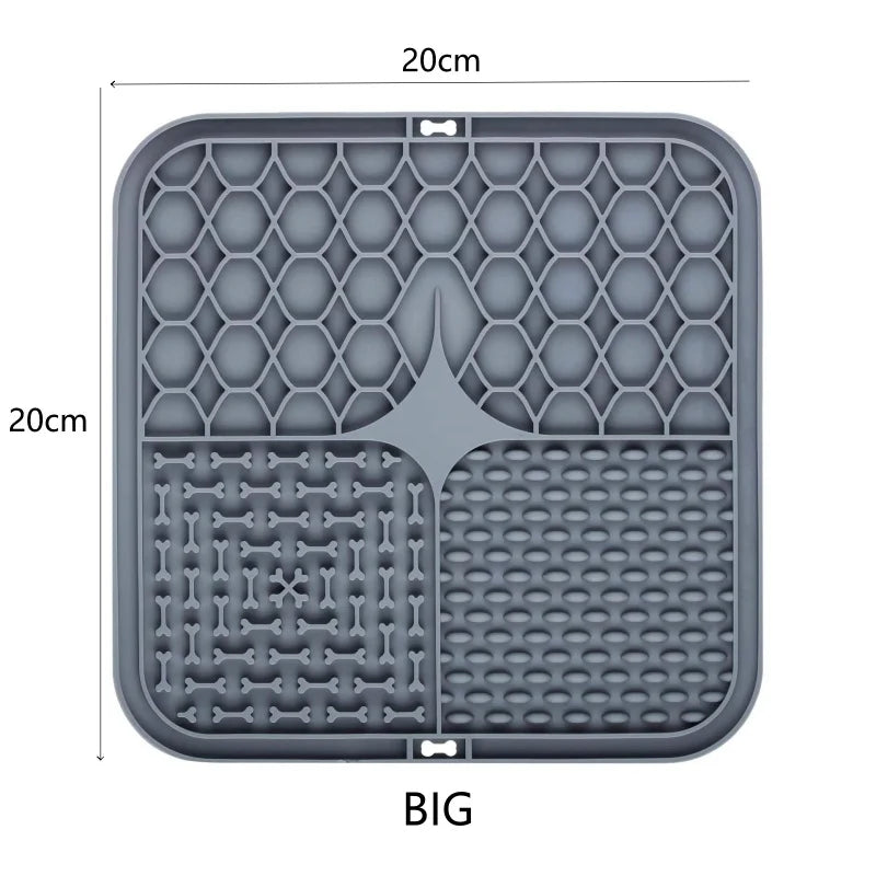 Grey(20x20cm) Color Pet Lick Mat Slow Feeder For Dogs And Cats – Anti-Choking
