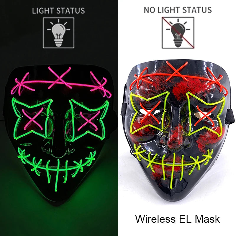style 8 Color LED Purge Style Halloween Mask – Light Up Party Cosplay