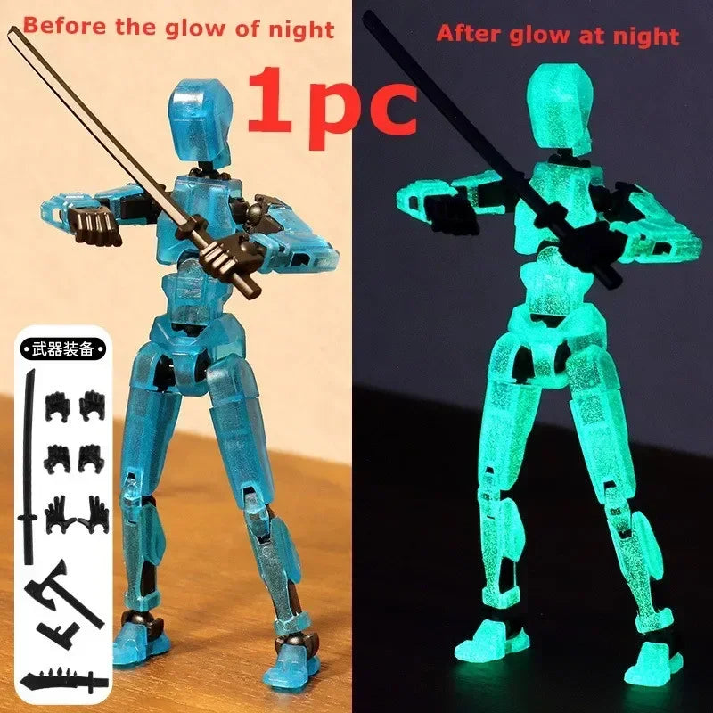 Night glow Color Poseable 13-Joint Robot Action Figure With Dog Companion